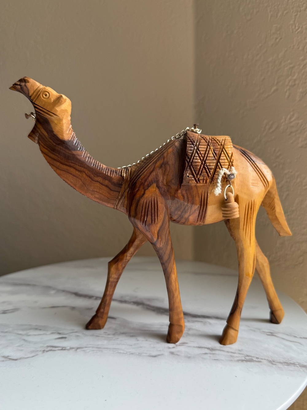 Vintage Hand Carved Wooden Camel Figurine Sculpture Statue